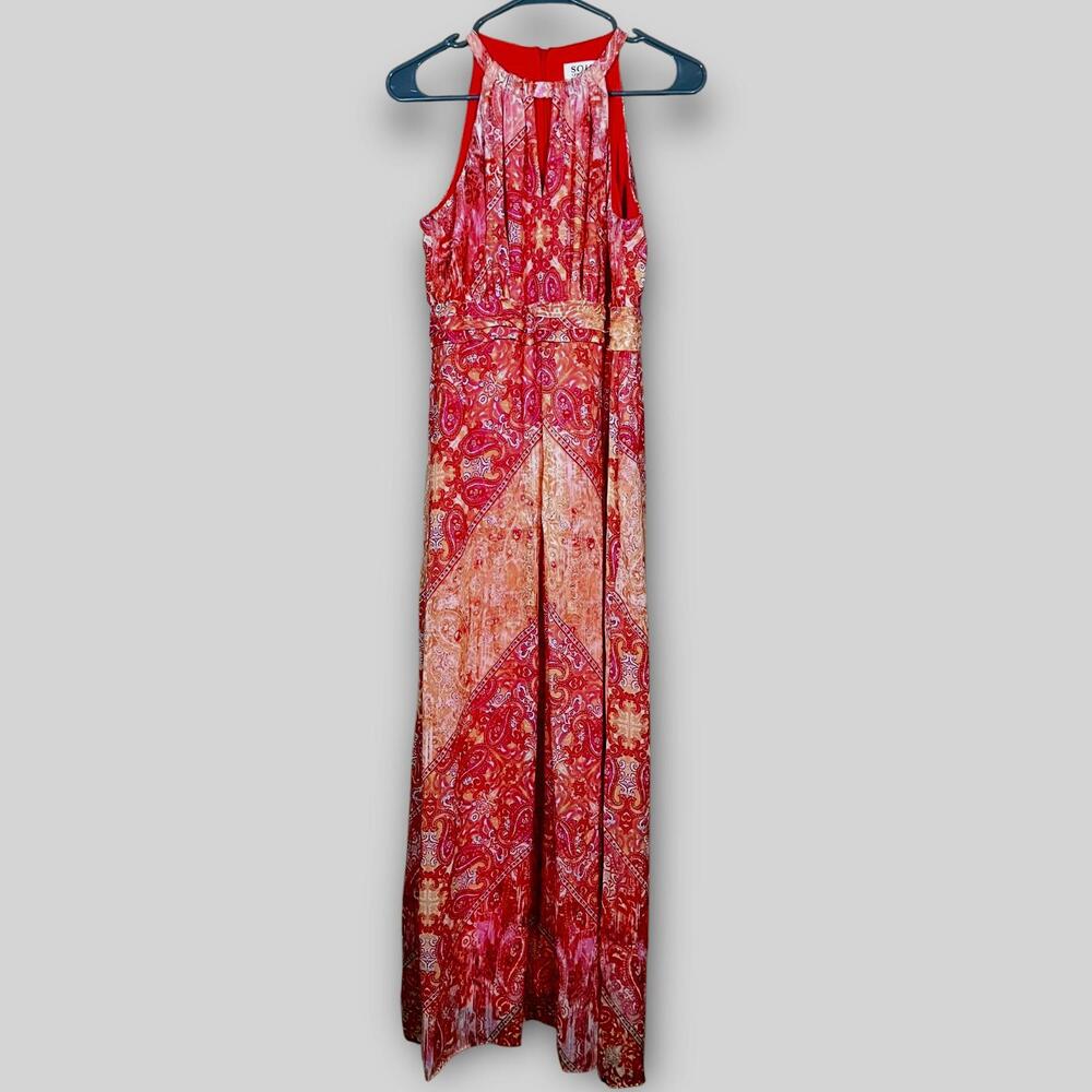 SOHO Apparel LTD Maxi Dress Women’s Size 6 Red Pink Keyhole Sleeveless